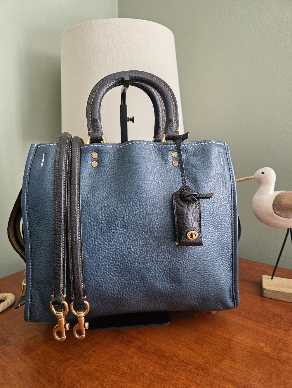 Coach Rogue 30 38124 Marine Blue Black Buffalo Leather Brass First Gen Bag